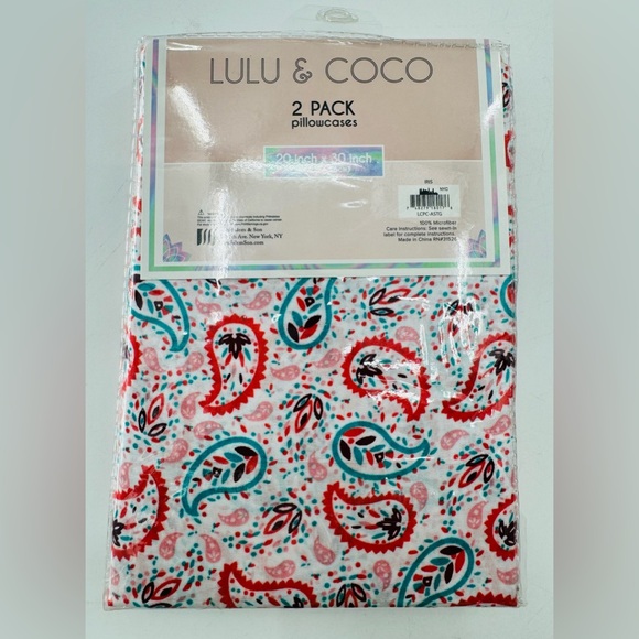 Lulu & Coco Pillowcases 2pc Microfiber Paisley 20in X 30in Bedding Teen NEW - Picture 2 of 4